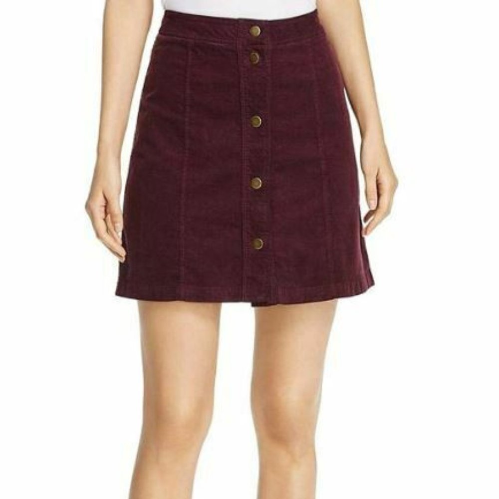 Three Dots XL Port Wine Corduroy Skirt NWT CA78